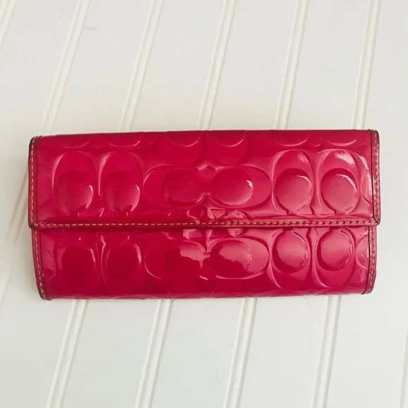 Coach Red Embossed Wallet - Picture 4 of 7